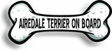 Dog on Board Airedale Terrier Bone Car Magnet Bumper Sticker 3"x7"