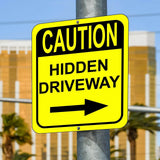 CAUTION HIDDEN DRIVEWAYs RIGHT ARROW VERTICAL Metal Aluminum Composite Sign