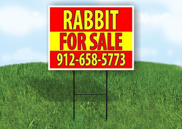 912658 RABBIT FOR SALE RED YELLOW Plastic Yard Sign ROAD SIGN with Stand