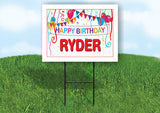 RYDER HAPPY BIRTHDAY BALLOONS 18 in x 24 in Yard Sign Road Sign with Stand