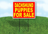Dachshund PUPPIES FOR SALE YELLOW RED Yard Sign Road with Stand LAWN SIGN