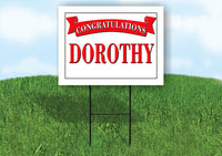 DORIS CONGRATULATIONS RED BANNER 18in x 24in Yard sign with Stand