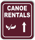 CANOE RENTALS DIRECTIONAL UPWARDS ARROW CAMPING Metal Aluminum composite sign