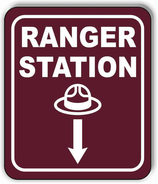 RANGER STATION DIRECTIONAL DOWNSTAIRS ARROW CAMPING Aluminum composite sign
