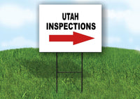 INSPECTIONS RIGHT ARROW RED_ UTAH Yard Sign with Stand LAWN SIGN