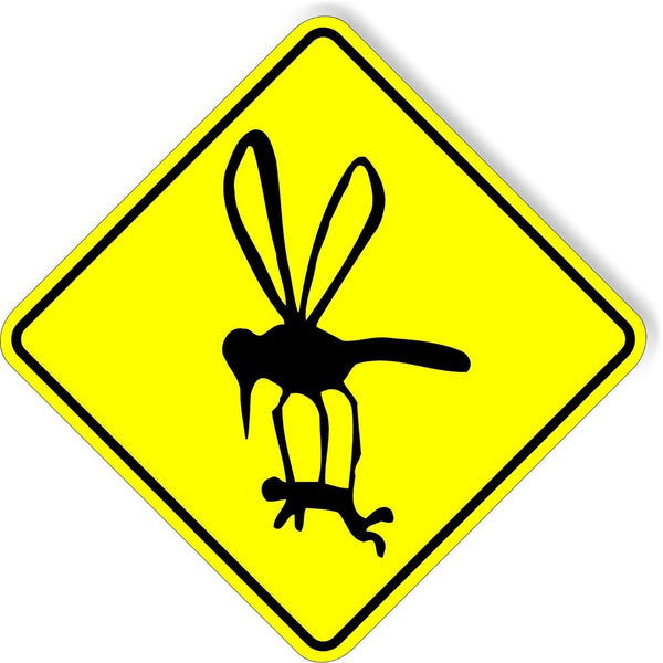 Hilarious funny Mosquito crossing carrying man sign bright vibrant easy to see y