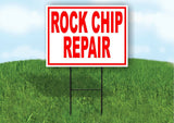 Rock Chip Repair RED Yard Sign Road with Stand LAWN SIGN