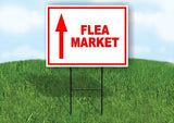 FLEA MARKET STRAIGHT arrow red Yard Sign with Stand LAWN SIGN