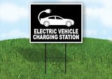 ELECTRIC VEHICLE CHARGING STATION BLACK Yard Sign with Stand LAWN SIGN