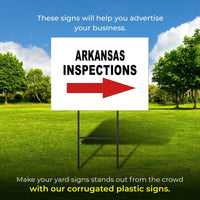 INSPECTIONS RIGHT ARROW RED_ ARKANSAS Yard Sign with Stand LAWN SIGN