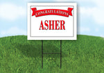 ASHER CONGRATULATIONS RED BANNER 18in x 24in Yard sign with Stand