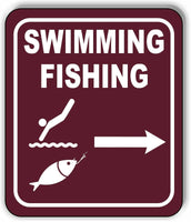 SWIMMING FISHING DIRECTIONAL RIGHT ARROW CAMPING Metal Aluminum composite sign