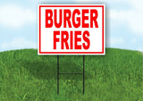 BURGER FRIES RED Plastic Yard Sign ROAD SIGN with Stand