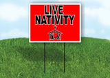 LIVE NATIVITY RED BLACK Yard Sign with Stand LAWN SIGN