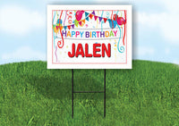 JALEN HAPPY BIRTHDAY BALLOONS 18 in x 24 in Yard Sign Road Sign with Stand