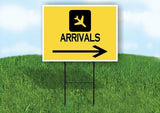 ARRIVALS RIGHT ARROW YELLOW Yard Sign Road with Stand LAWN SIGN Single sided