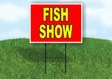 FISH SHOW RED YELLOW Yard Sign with Stand LAWN SIGN