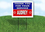 AUDREY THANK YOU SERVICE 18 in x 24 in Yard Sign Road Sign with Stand