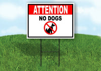 ATTENTION NO DOGS red black Yard Sign Road with Stand LAWN SIGN