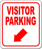 VISITOR PARKING DIRECTIONAL RED 8 Arrow Variations Metal Aluminum composite sign