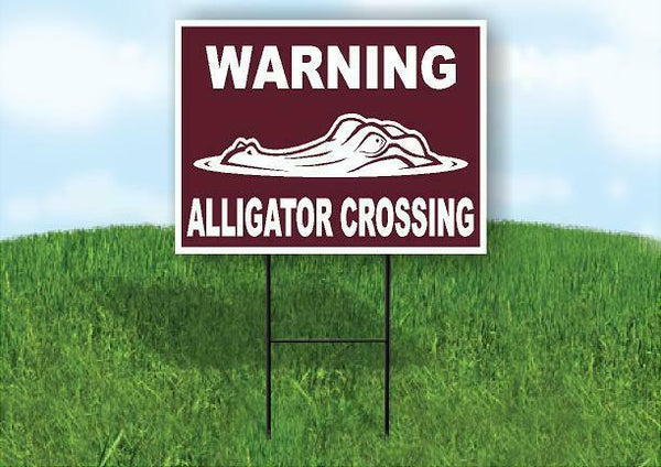 WARNING ALLIGATOR CROSSING TRAIL Yard Sign Road with Stand LAWN SIGN