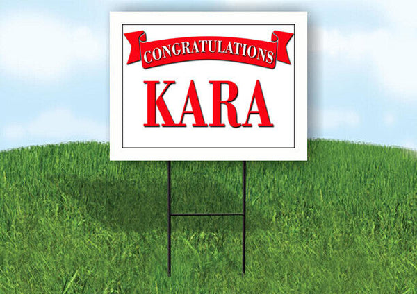 KARA CONGRATULATIONS RED BANNER 18in x 24in Yard sign with Stand