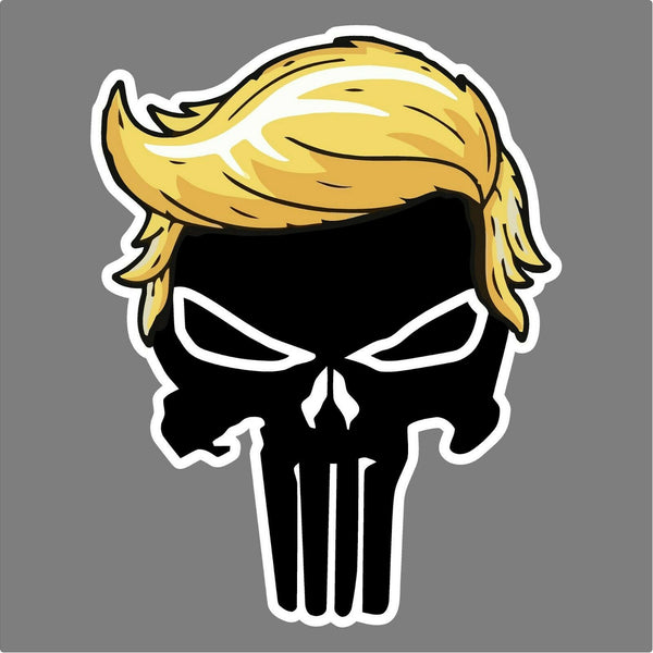 TRUMP PUNISHER with hair Donald Trump President 2020 - Magnetic Bumper Sticker