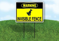 WARNING INVISIBLE FENCE YELLOW CIRCLE Yard Sign Road with Stand LAWN SIGN