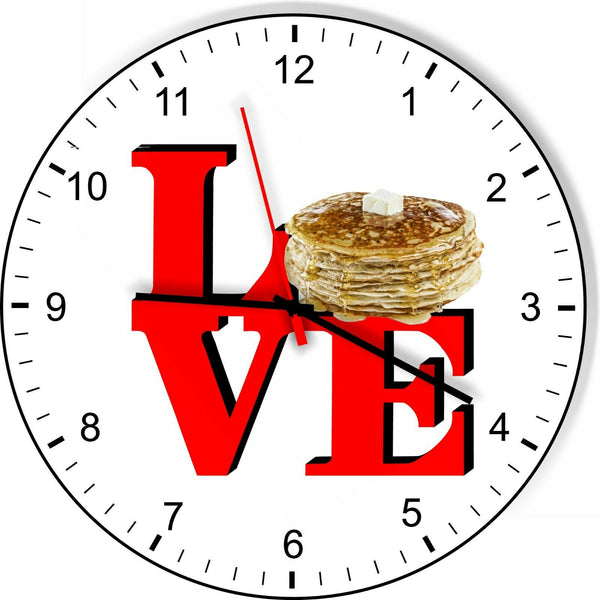 I Love Pancakes Love Park Funny Kitchen Living room Wall Clock