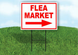 FLEA MARKET RIGHT arrow red Yard Sign Road with Stand LAWN SIGN Single sided