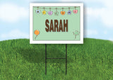 SARAH WELCOME BABY GREEN  18 in x 24 in Yard Sign Road Sign with Stand