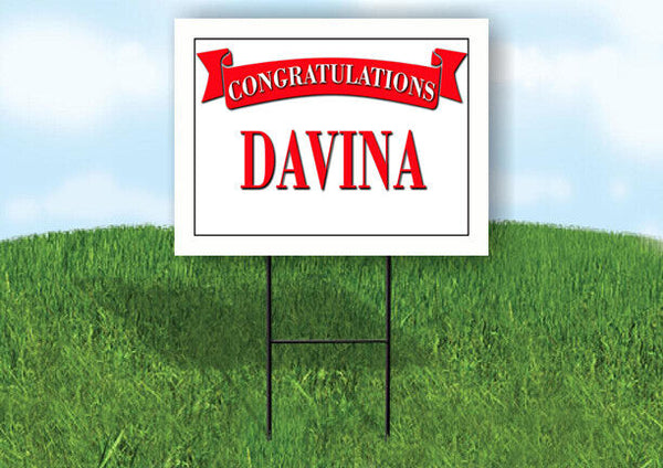 DAVID CONGRATULATIONS RED BANNER 18in x 24in Yard sign with Stand