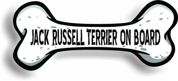 Dog on Board Jack Russell Terrier Bone Car Magnet Bumper Sticker 3"x7"
