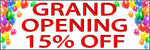 Grand opening 15% Off Banner size options store opening sale indoor outdoor