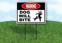 warning DOG WILL BITE Yard Sign Road with Stand LAWN SIGN