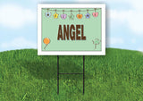 ANGEL WELCOME BABY GREEN  18 in x 24 in Yard Sign Road Sign with Stand