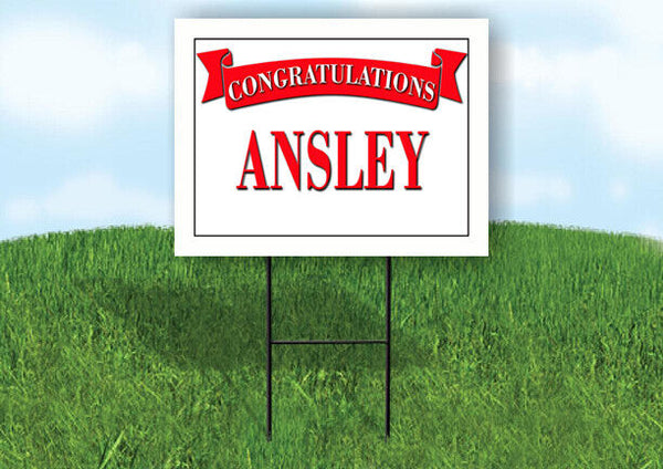 ANSLEY CONGRATULATIONS RED BANNER 18in x 24in Yard sign with Stand