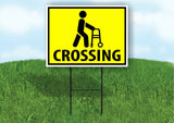 DISABLED PEDESTRAIN CROSSING XING YELLOW Plastic Yard Sign ROAD SIGN with Stand