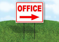 OFFICE RIGHT arrow red Yard Sign Road with Stand LAWN SIGN Single sided