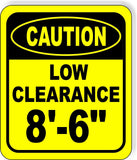CAUTION LOW Clearance 8'-6" Metal Aluminum Composite Safety Sign Bright Yellow