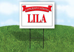 LILA CONGRATULATIONS RED BANNER 18in x 24in Yard sign with Stand