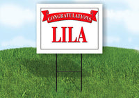 LILA CONGRATULATIONS RED BANNER 18in x 24in Yard sign with Stand