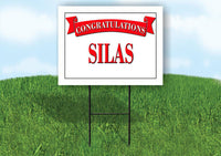 SILAS CONGRATULATIONS RED BANNER 18in x 24in Yard sign with Stand