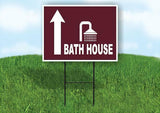 BATH HOUSE STRAIGHT ARROW BROWN Yard Sign with Stand LAWN SIGN