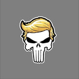 TRUMP PUNISHER WHITE W/ hair Donald Trump President 2024 Magnetic Bumper Sticker