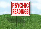 PSYCHIC READINGS RED WHITE Yard Sign Road with Stand LAWN SIGN