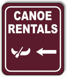 CANOE RENTALS DIRECTIONAL LEFT ARROW CAMPING Metal Aluminum composite sign