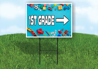 1ST GRADE RIGHT ARROW Yard Sign Road with Stand LAWN SIGN Single sided