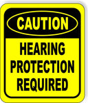 CAUTION Hearing Protection Required Metal Aluminum Composite SAFETY Sign