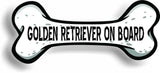 Dog on Board Golden Retriever Bone Car Magnet Bumper Sticker 3"x7"